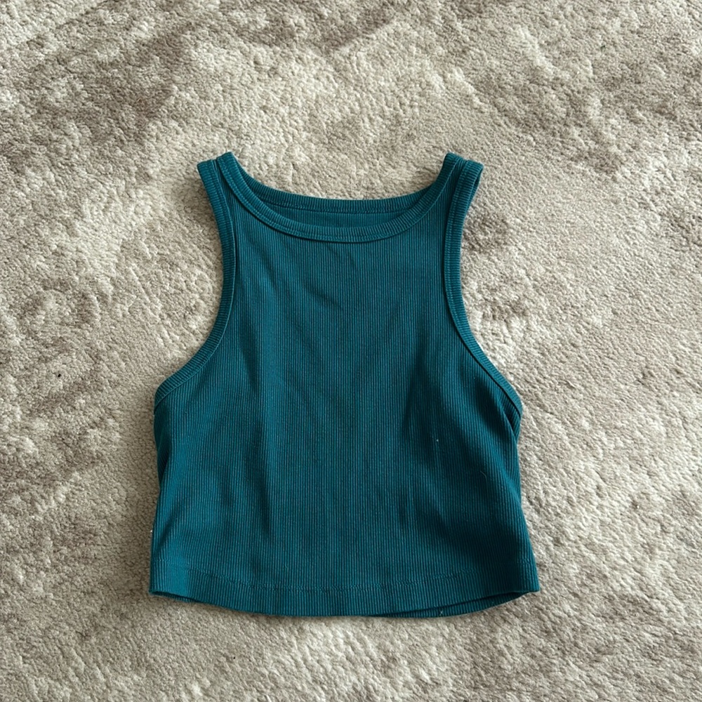 Winter Green crop tank top